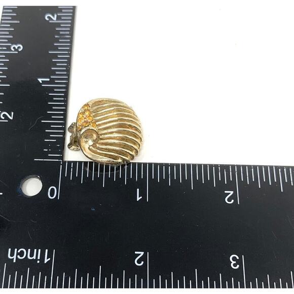 Vintage 1960's MCM Gold Fluted Amber Crystal Clip On Earrings Couture Runway - Picture 5 of 5